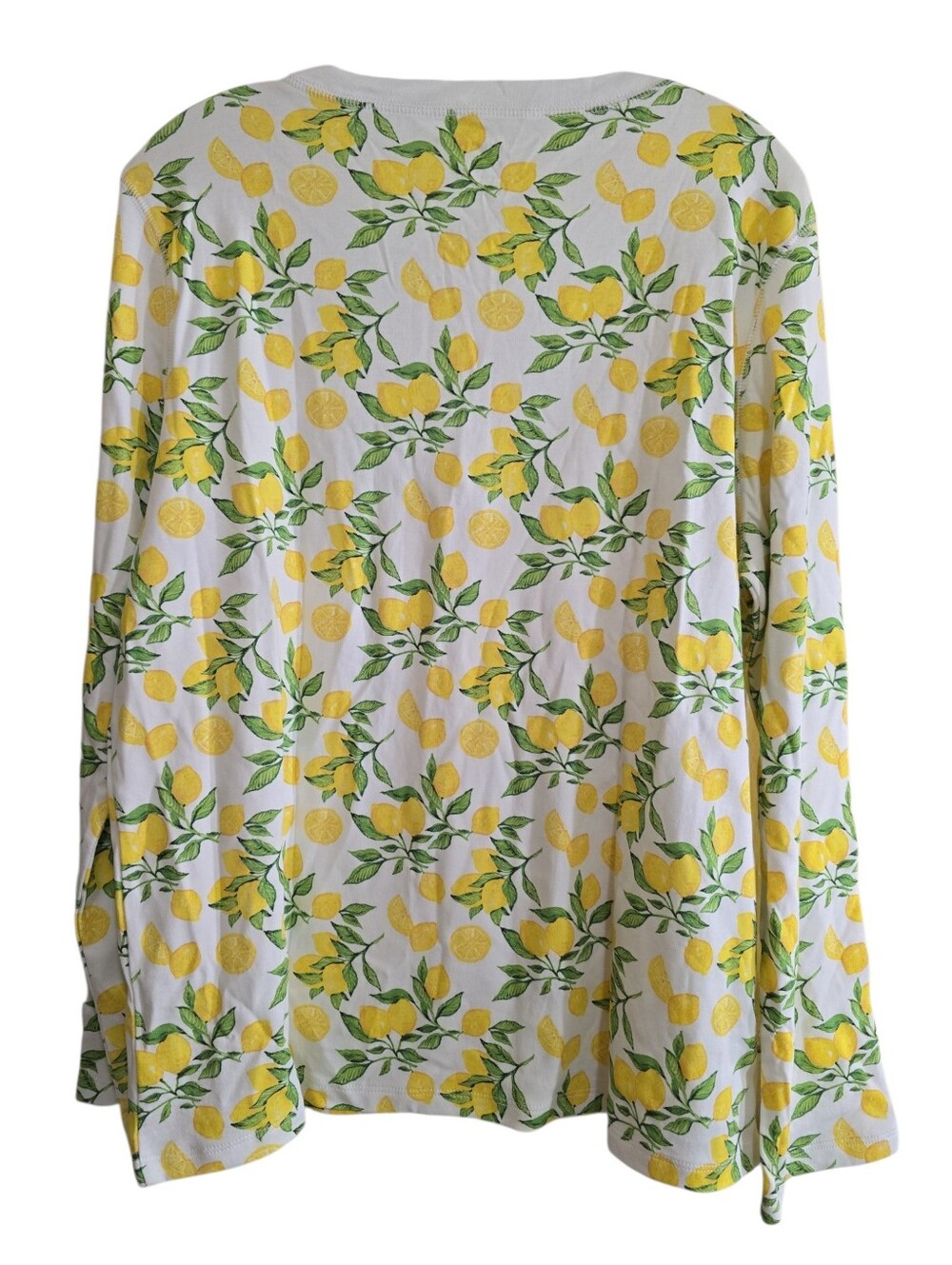 NWT Hart + Land Lemon Print Pima Cotton Pajama Henley Top XXL Natural Fabric - Picture 5 of 6